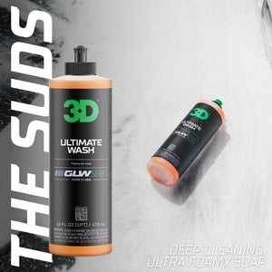 3D Ultimate Wash GLW Series | DIY Car Detailing | Ultra Foaming Shampoo | Hyper Suds with Advanced Cleaners & Polymers | Dirt & Contaminant Eliminator | Easy to Use | 64 oz