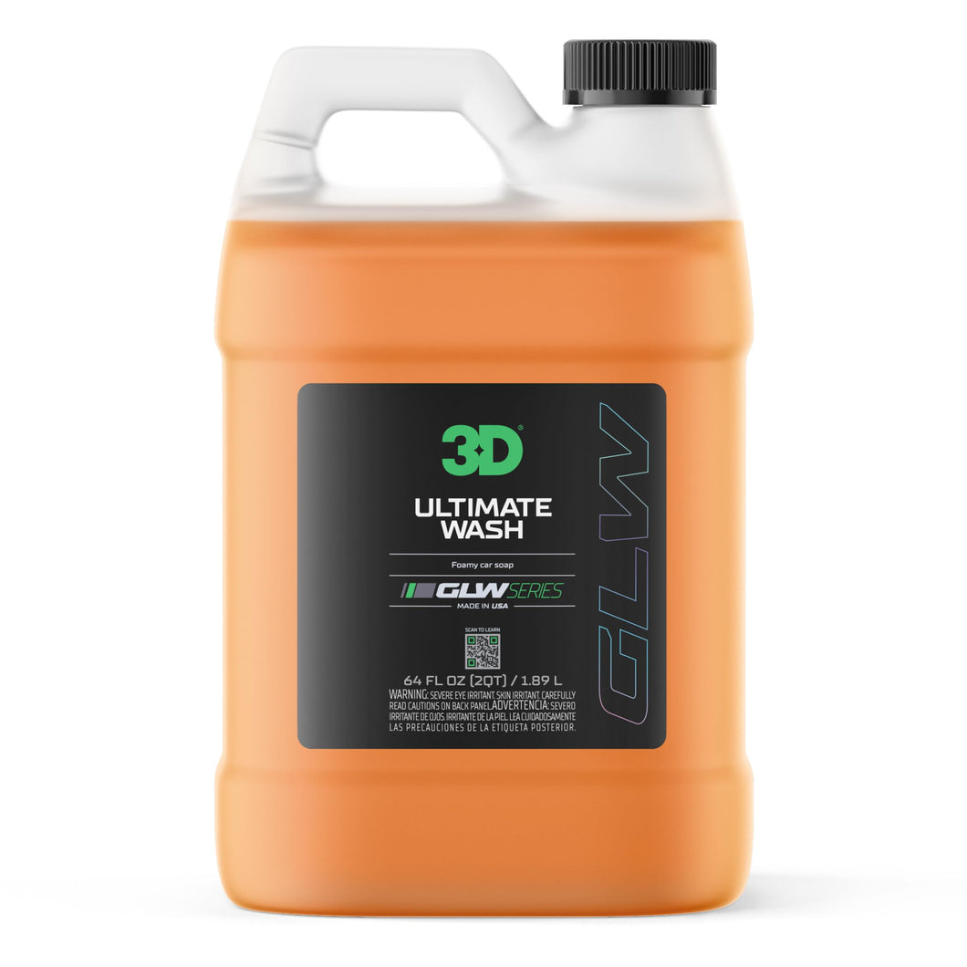 3D Ultimate Wash GLW Series | DIY Car Detailing | Ultra Foaming Shampoo | Hyper Suds with Advanced Cleaners & Polymers | Dirt & Contaminant Eliminator | Easy to Use | 64 oz