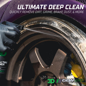 3D Wheel and Tire Cleaner, GLW Series | Ultimate Deep Clean | All-in-One Wheel & Tire Cleaner Removes Dirt, Grime, Brake Dust, Tire Browning | Safe on All Wheels | DIY Car Detailing | 16 oz