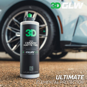3D SiO2 Ceramic Matte Tire Shine, GLW Series | Hydrophobic Formula Protects Against Fading, Cracking & Discoloration | UV Protection Spray | Deep Dark Shine | 64 oz