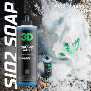 3D SiO2 Ceramic Wash and Wax Soap, GLW Series | Hyper-Glide Hydrophobic Formula | Ultimate Dirt & Contaminant Eliminator | Protects Paint | DIY Car Detailing | 64 oz