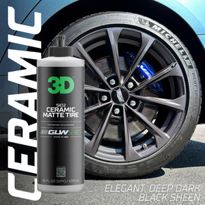 3D SiO2 Ceramic Matte Tire Shine, GLW Series | Hydrophobic Formula Protects Against Fading, Cracking & Discoloration | UV Protection Spray | Deep Dark Shine | 16 oz
