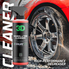 Load image into Gallery viewer, 3D Wheel and Tire Cleaner, GLW Series | Ultimate Deep Clean | All-in-One Wheel &amp; Tire Cleaner Removes Dirt, Grime, Brake Dust, Tire Browning | Safe on All Wheels | DIY Car Detailing | 16 oz