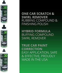16oz 3D ONE & SPEED Combo-Rubbing Compound-Polish-All In One Kit