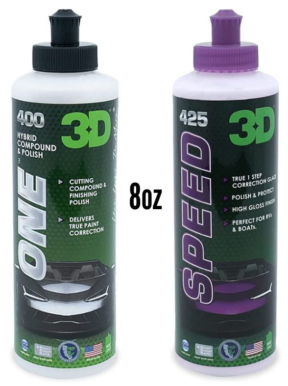 8oz 3D ONE & SPEED Combo-Rubbing Compound-Polish-All In One Kit