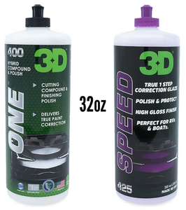 32oz 3D ONE & SPEED Combo-Rubbing Compound-Polish-All In One Kit