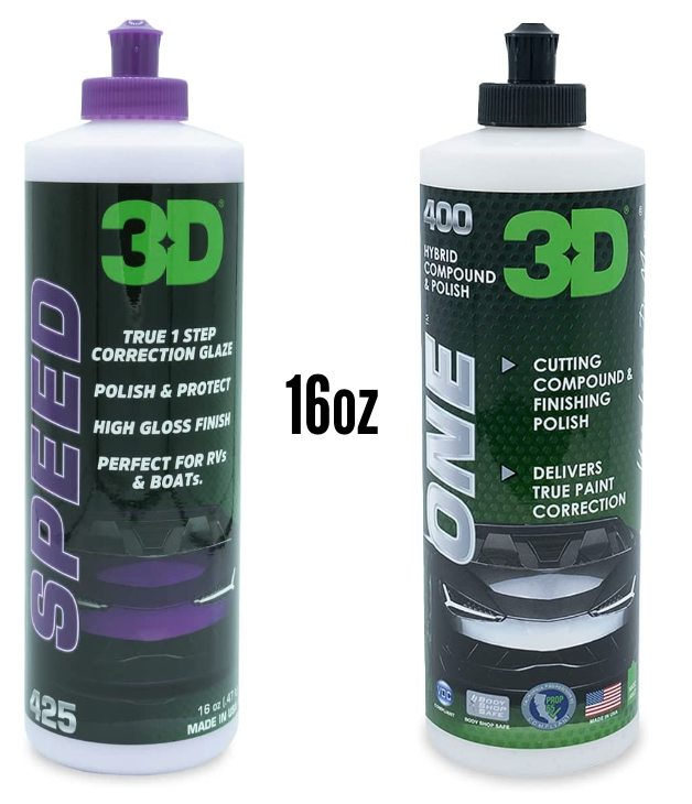 16oz 3D ONE & SPEED Combo-Rubbing Compound-Polish-All In One Kit