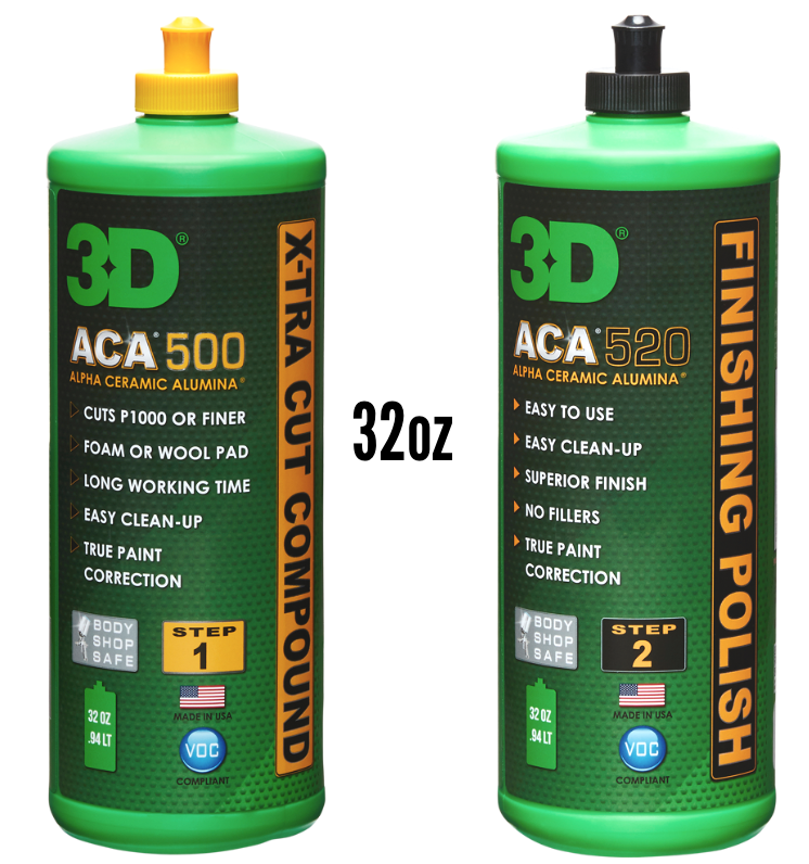 3D ACA 500+520 32oz Kit: X-Tra Cut Rubbing Compound+Finishing Polish