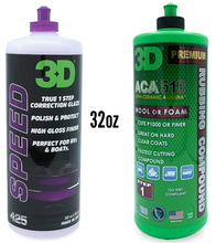 Load image into Gallery viewer, 32oz 3D ACA 510 Compound + 3D SPEED Polish &amp; Wax Bundle Kit