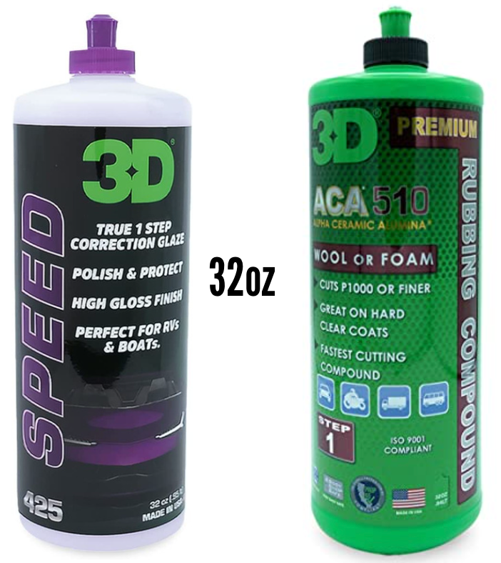 32oz 3D ACA 510 Compound + 3D SPEED Polish & Wax Bundle Kit